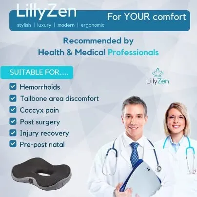 Lillyzen Donut Pillow Memory Foam Seat Cushion Pressure Relief Black