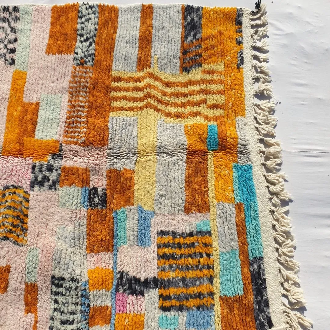 Orza - Orange Moroccan Rug 5x8 Boujad | Authentic Colorful Berber Handmade Carpet | 8'60x4'80 Ft | 262x144 cm
