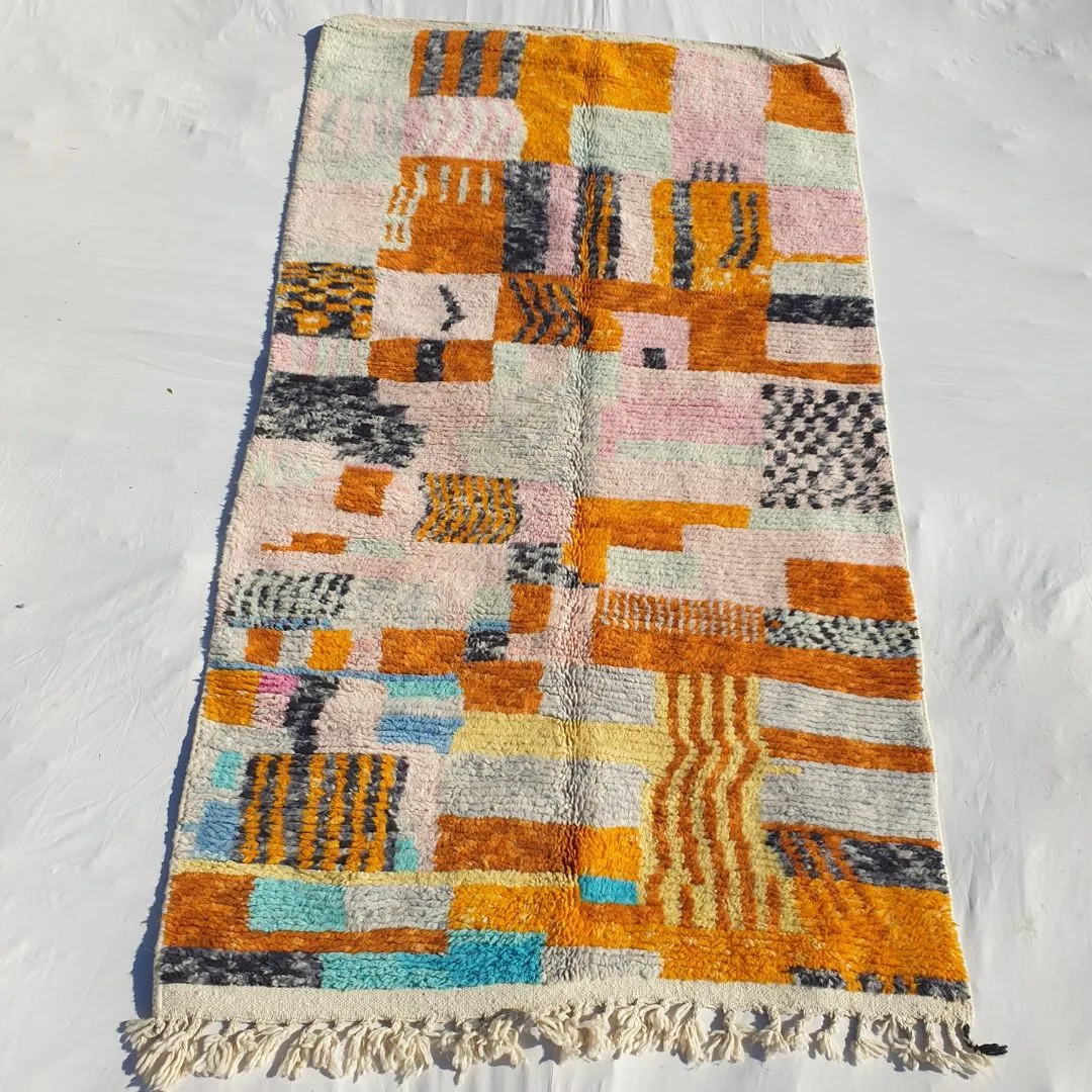 Orza - Orange Moroccan Rug 5x8 Boujad | Authentic Colorful Berber Handmade Carpet | 8'60x4'80 Ft | 262x144 cm