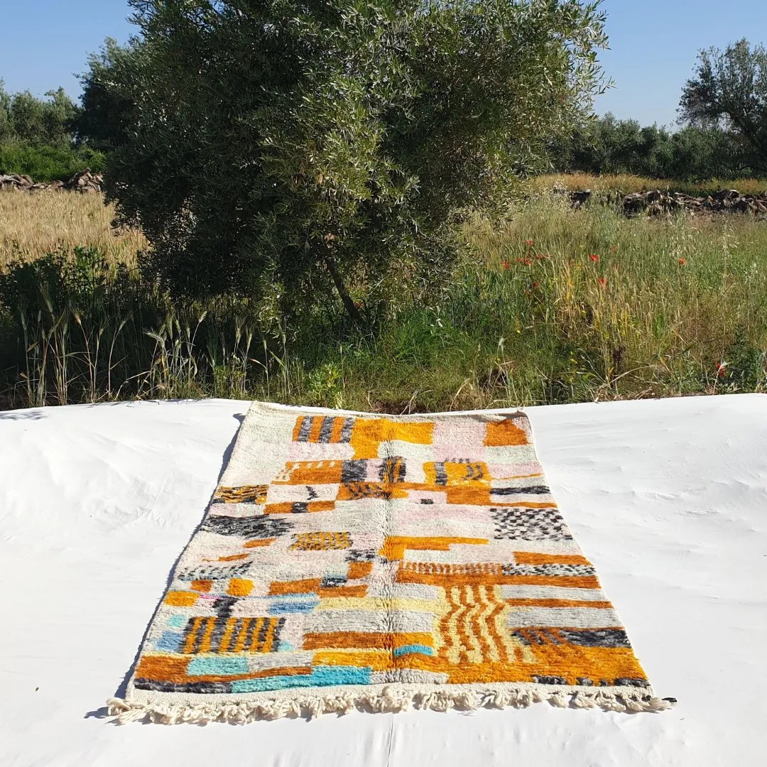 Orza - Orange Moroccan Rug 5x8 Boujad | Authentic Colorful Berber Handmade Carpet | 8'60x4'80 Ft | 262x144 cm