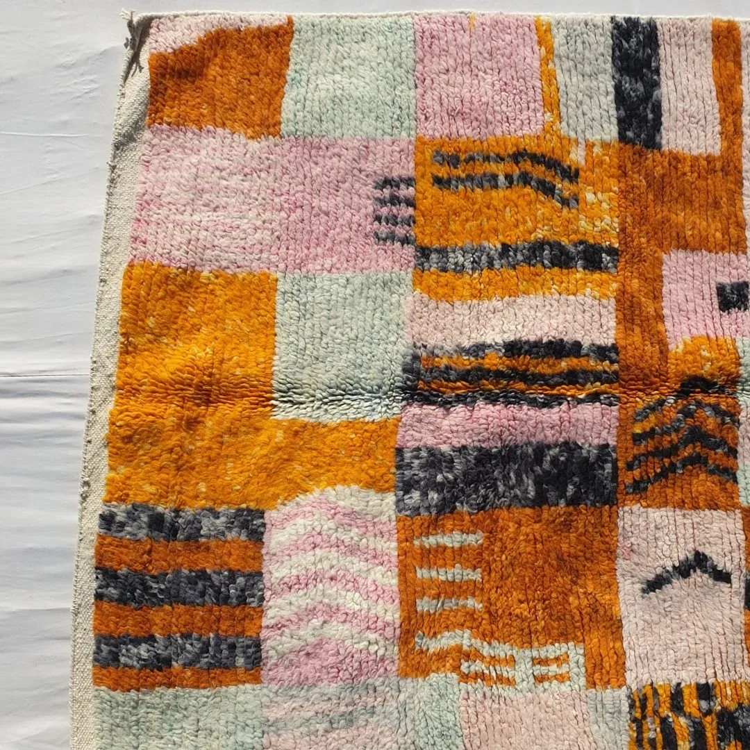 Orza - Orange Moroccan Rug 5x8 Boujad | Authentic Colorful Berber Handmade Carpet | 8'60x4'80 Ft | 262x144 cm