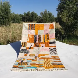 Orza - Orange Moroccan Rug 5x8 Boujad | Authentic Colorful Berber Handmade Carpet | 8'60x4'80 Ft | 262x144 cm