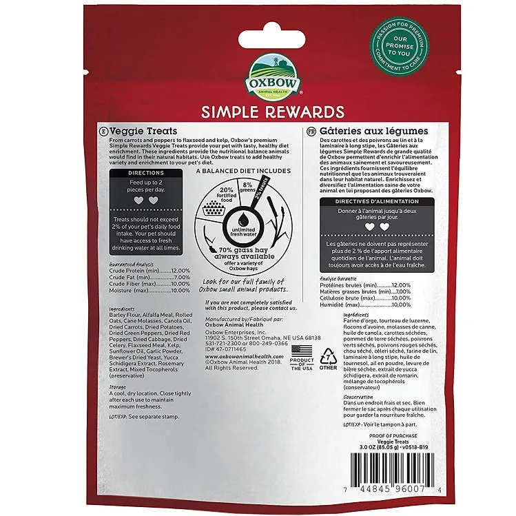 Oxbow Simple Rewards Baked Veggie Treats, 3 oz.