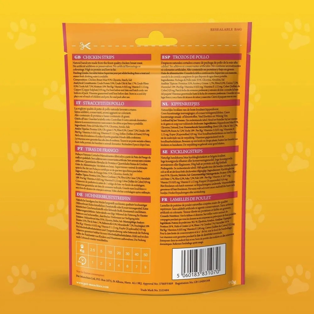 Pet Munchies 90g Chicken Strips Dog Treats