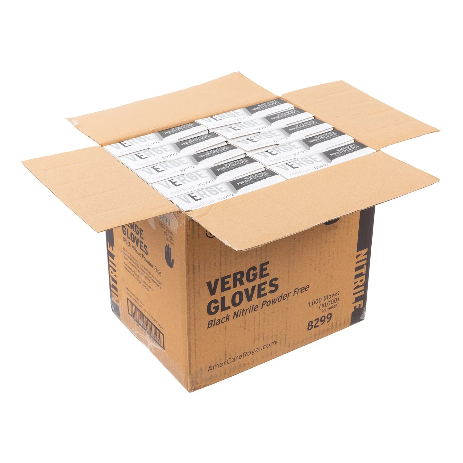 Powder-Free Black Nitrile Verge Gloves (S-XL), Case of 1,000