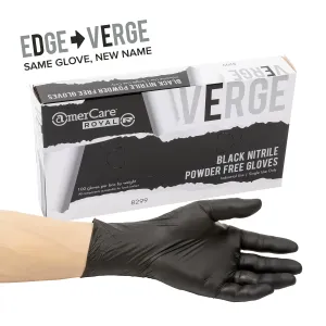 Powder-Free Black Nitrile Verge Gloves (S-XL), Case of 1,000