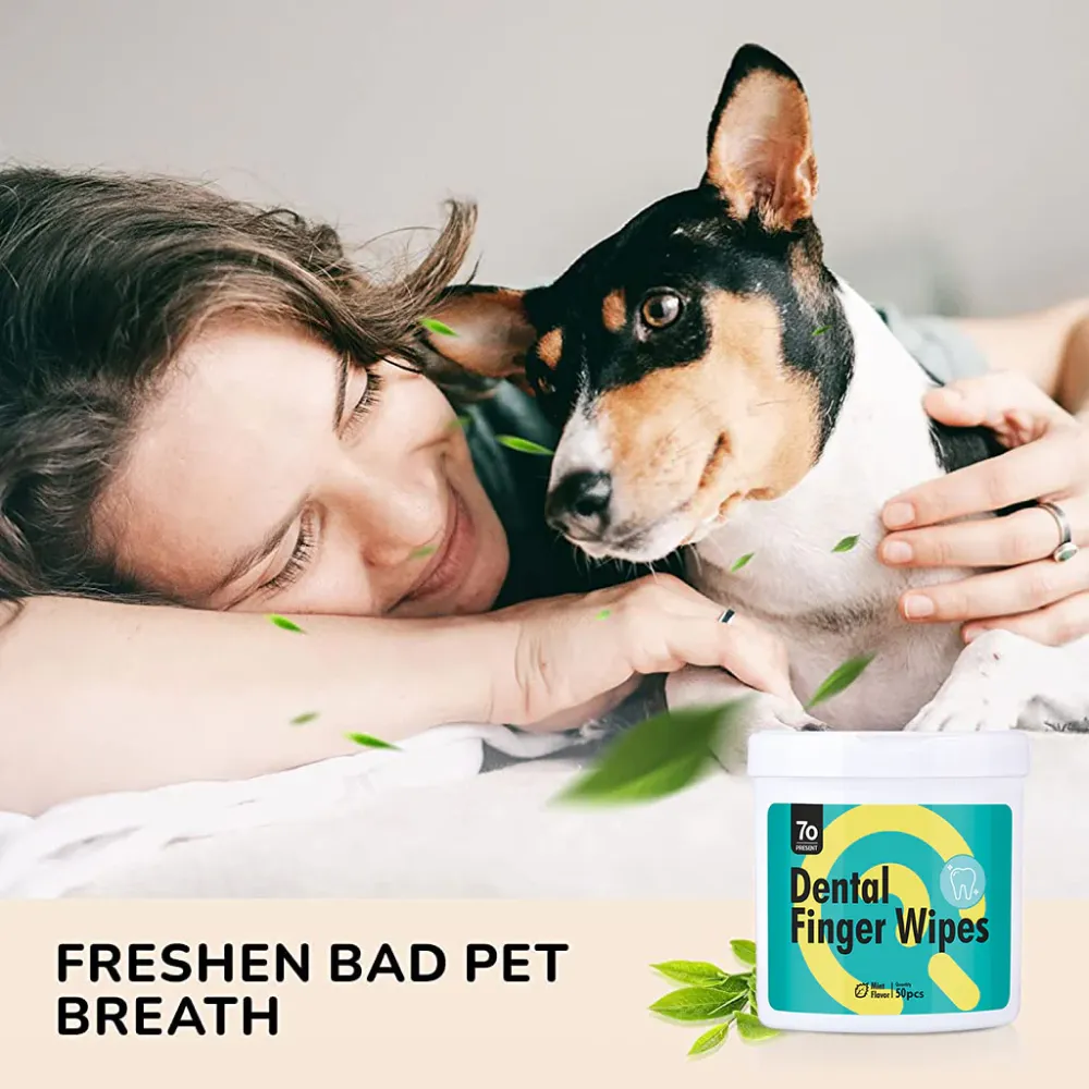 QPets Finger Dental Wipes for Dogs and Cats