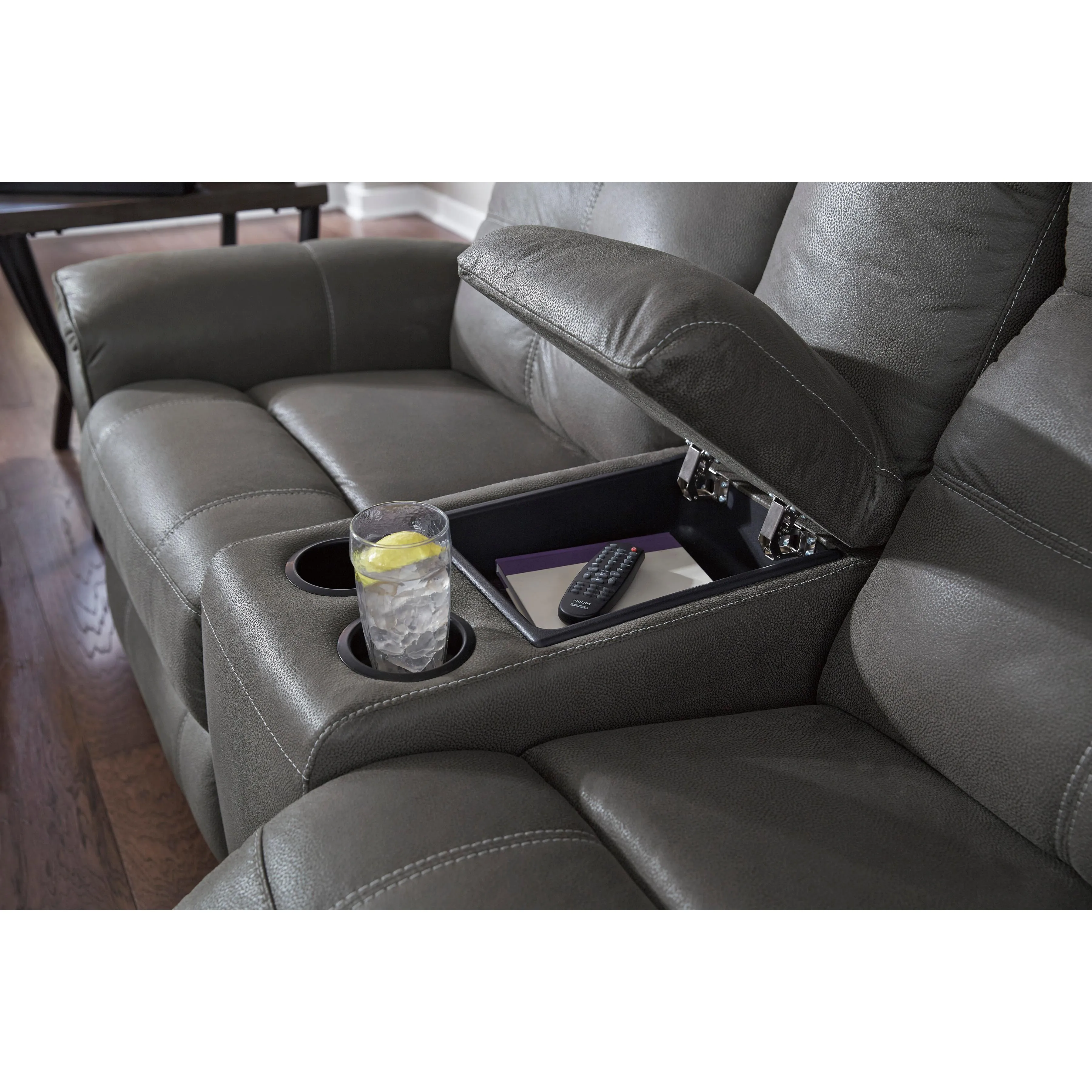 Signature Design by Ashley Jesolo Reclining Fabric Loveseat with Console 8670594C
