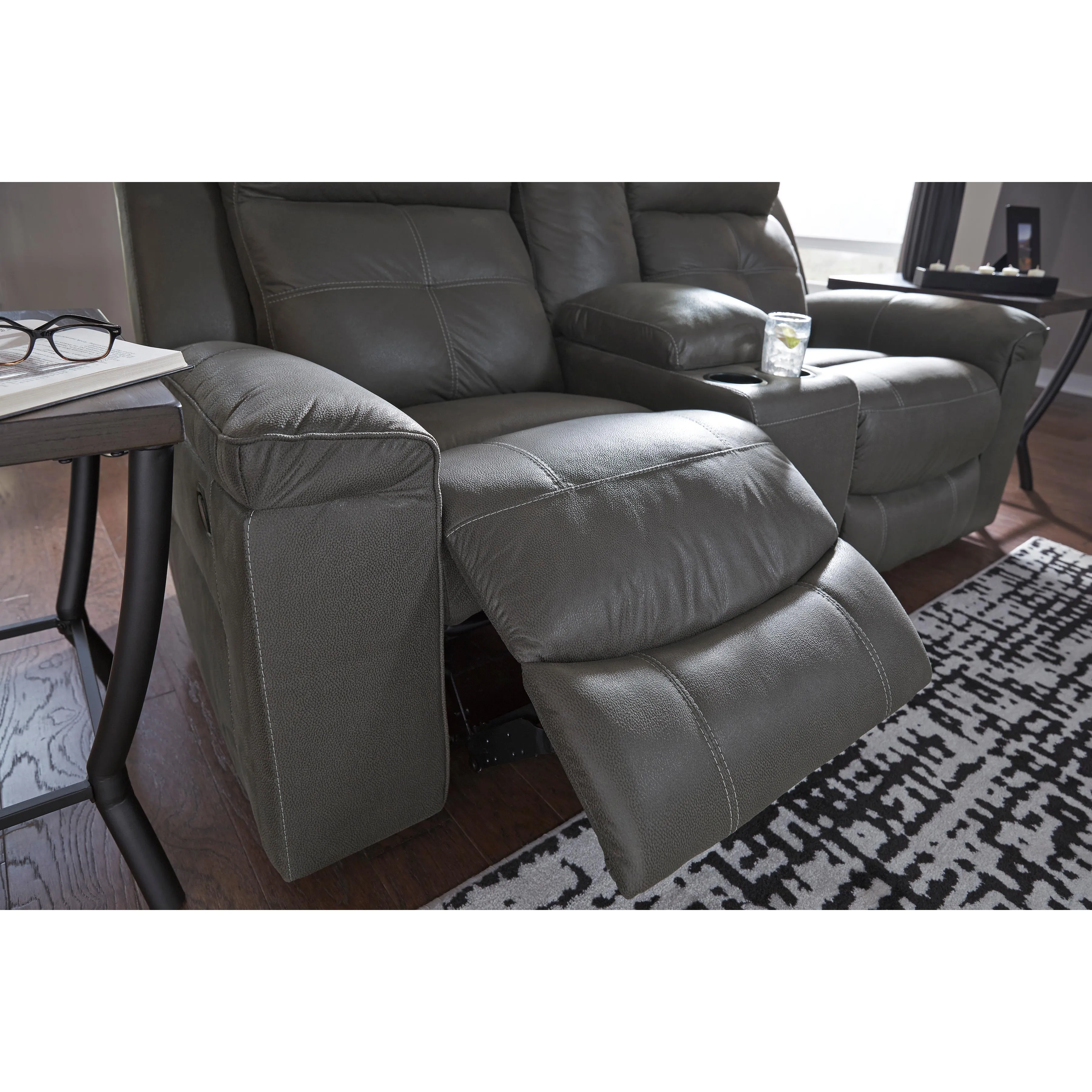 Signature Design by Ashley Jesolo Reclining Fabric Loveseat with Console 8670594C