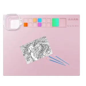 Silicone Craft Mat | Thick Silicone Craft Mat | Creator Painting | Large 20.9" x 16.3" Non-Slip Silicone Mat With Cleaning Cup