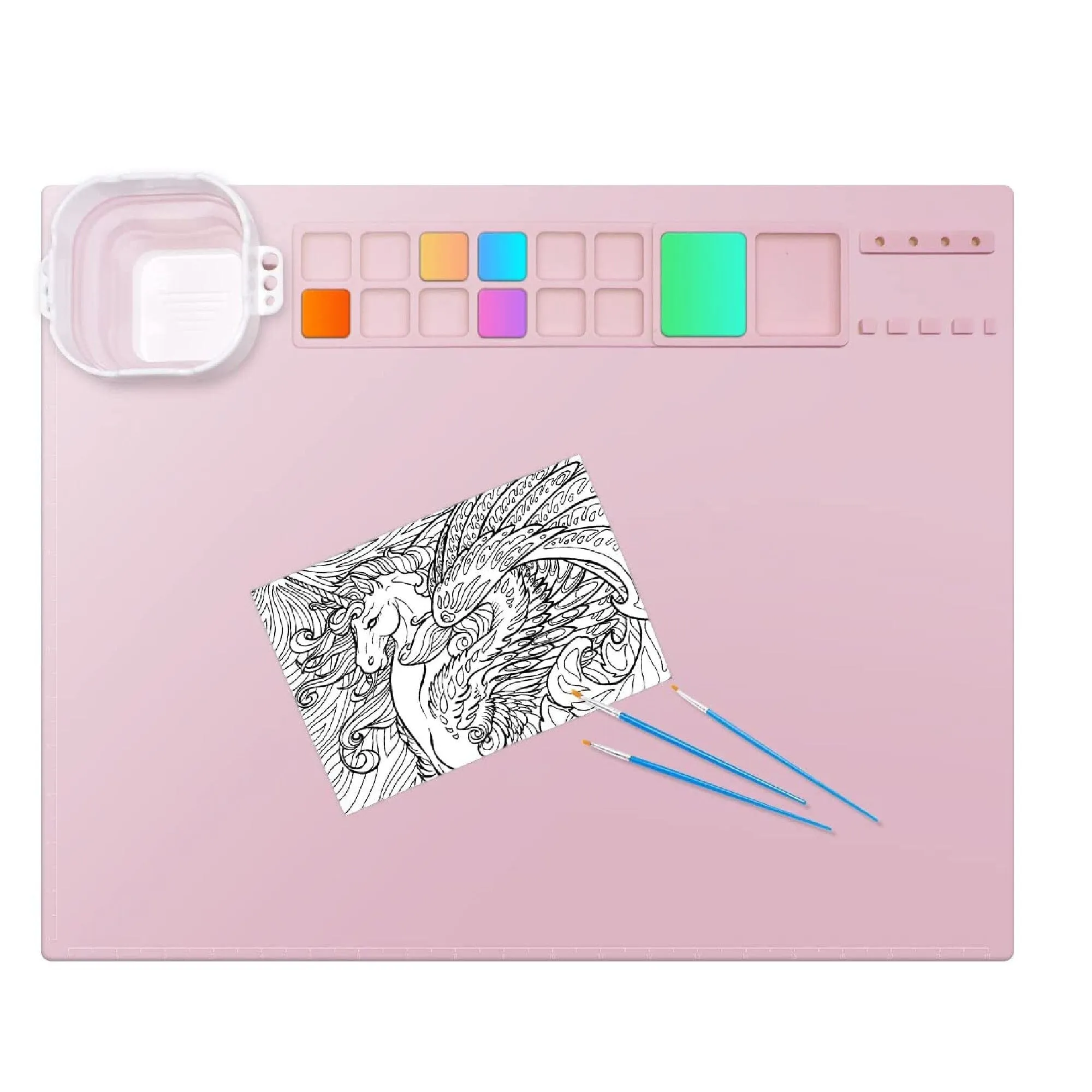 Silicone Craft Mat | Thick Silicone Craft Mat | Creator Painting | Large 20.9" x 16.3" Non-Slip Silicone Mat With Cleaning Cup