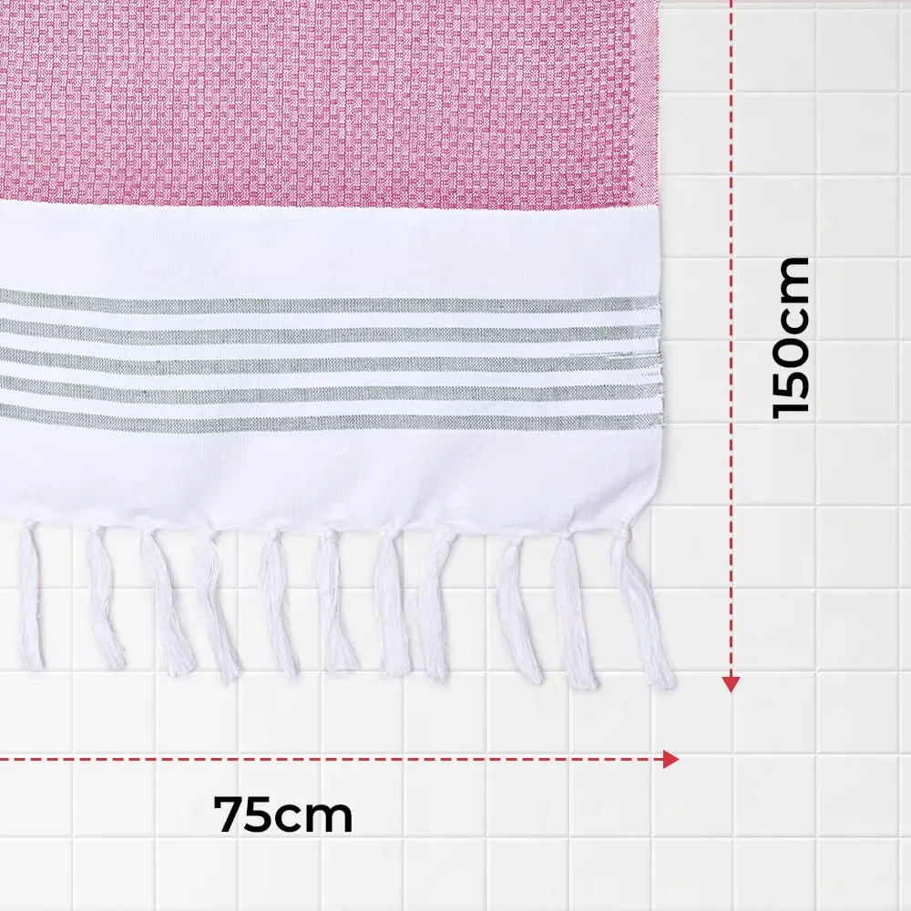 The Better Home 100% Cotton Turkish Bath Towel | Quick Drying Cotton Towel | Light Weight, Soft & Absorbent Turkish Towel (Pack of 8, Pink)