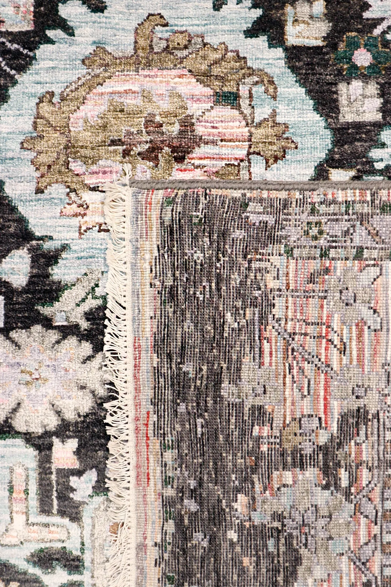 Transitional Collection Hand-Knotted Charcoal Bsilk & Wool Area Rug- 9' 0" X 12' 0"