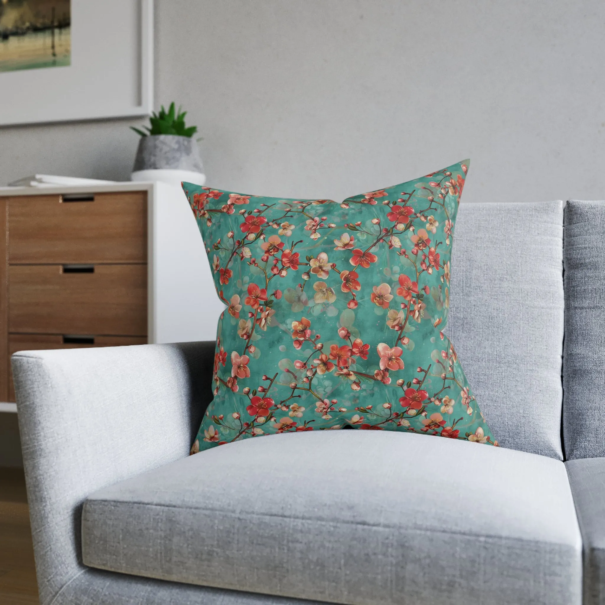 Turquoise Chinoiseries - Square Pillow - UK