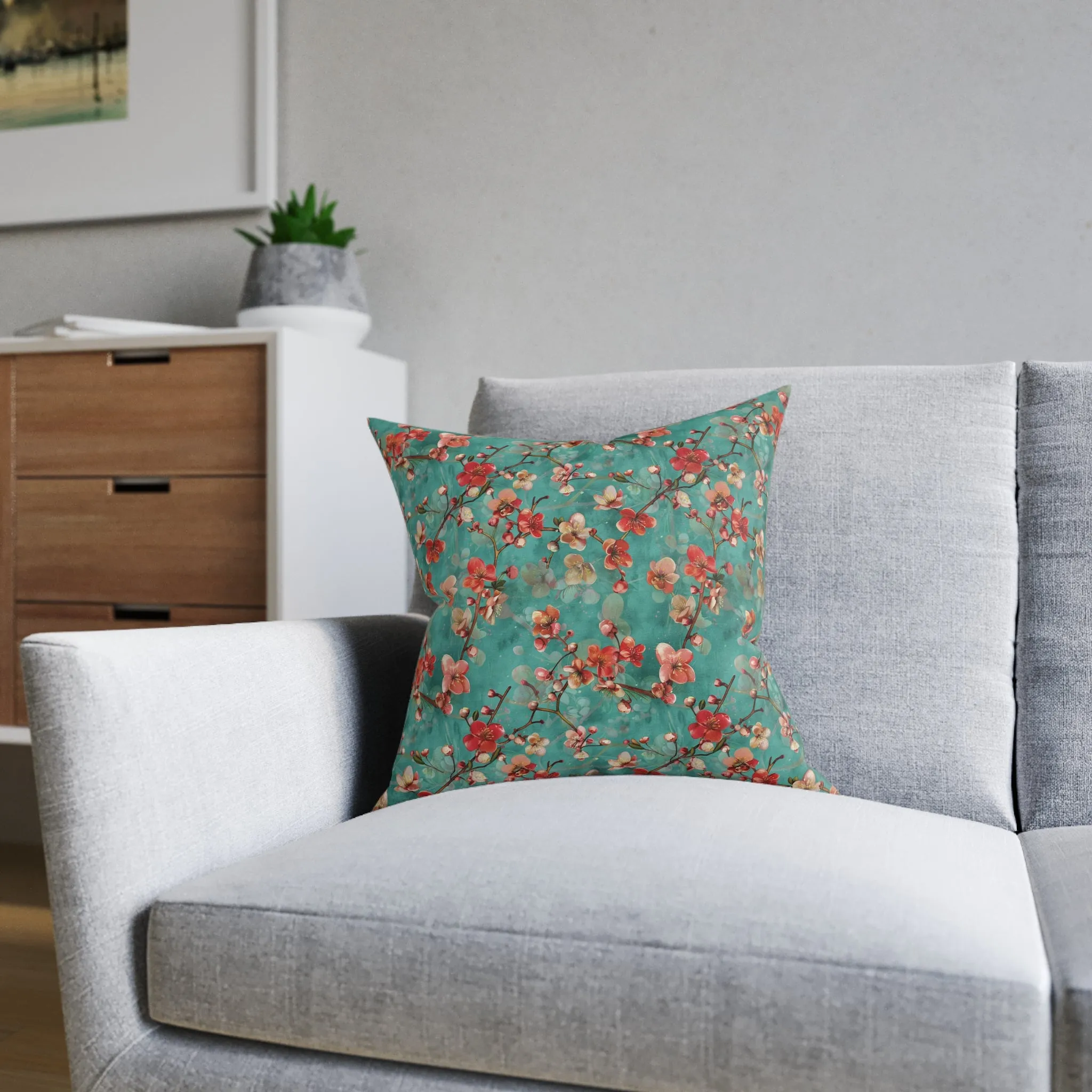 Turquoise Chinoiseries - Square Pillow - UK