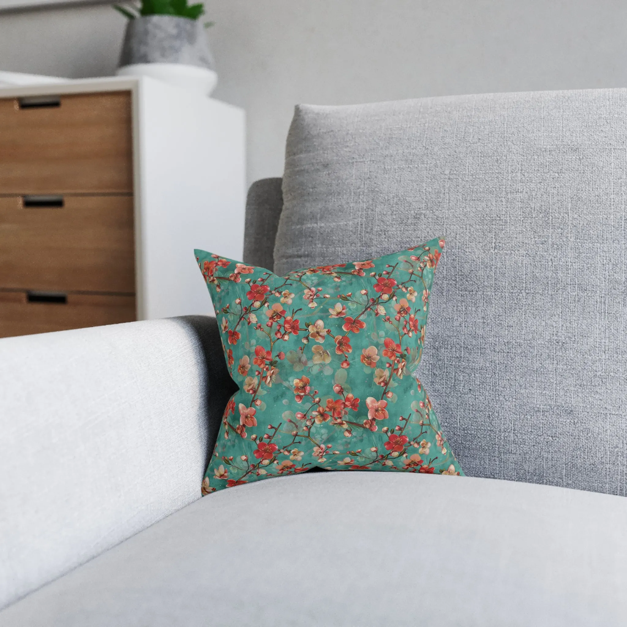 Turquoise Chinoiseries - Square Pillow - UK