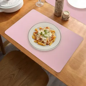 UMAI Jacquard Table Mat Set of 6 | Dining Table Accessories | Kitchen Office Restaurant | Anti-Skid Waterproof PVC Artificial Leather | Grey Pink | 6 Pieces
