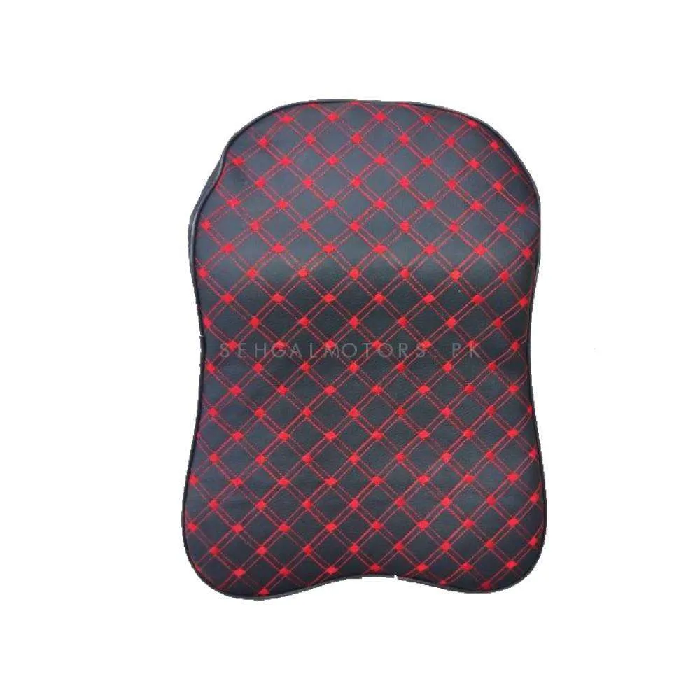 Universal Imported Leather Style Backrest Multi Stitch - Black - Car Seat Headrest Memory Cotton Soft Breathable Pillow Neck Support Cushion