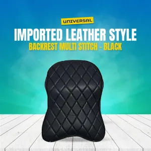 Universal Imported Leather Style Backrest Multi Stitch - Black - Car Seat Headrest Memory Cotton Soft Breathable Pillow Neck Support Cushion