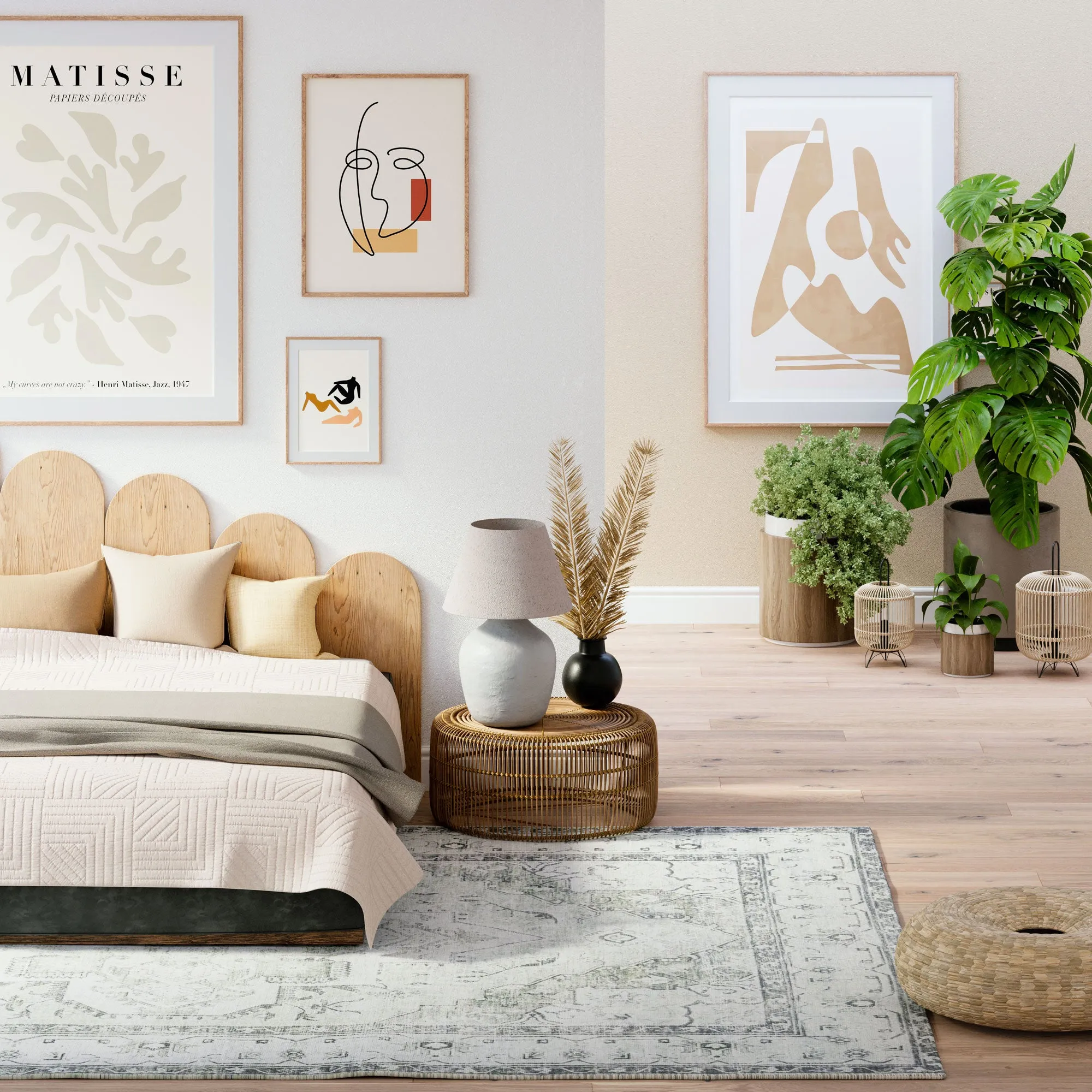 Washable Light Green Bordered Area Rug - Rumi