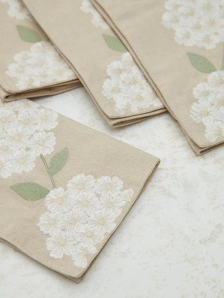Westside Home White Floral Design Placemats (Set of 4)