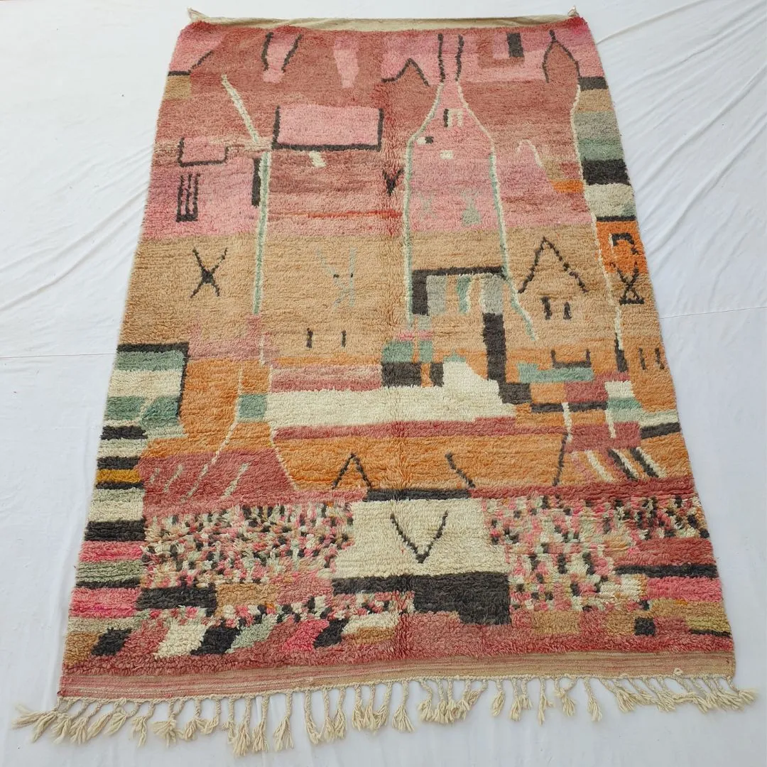 Yakma - Boujad Rug 6x9 Moroccan Handmade | Authentic Berber Living room & Bedroom Rug | 6'56x9'97 Ft | 200x304 cm
